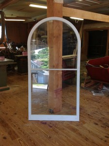 Custom wood arched top storm window sash