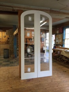 Custom wood elliptical arched top double french doors