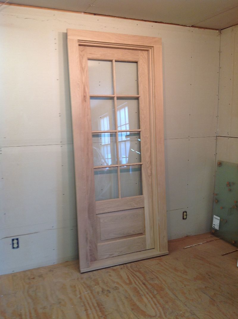 Hand Crafted White Oak Front Entrance Door With Oval Leaded Glass by  FURNITURE BY CARLISLE