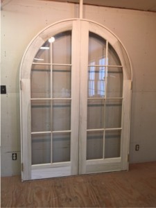 Custom wood arched top double french door unit