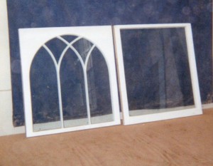 Historical gothic arch mullion custom built wood window sash