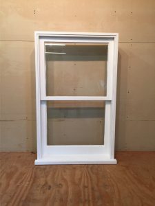 Custom wood double hung window unit