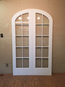 Custom wood arched top double french doors 