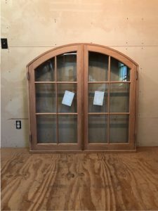 Custom wood arched top double casement window
