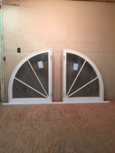 Custom wood arched top casement window 